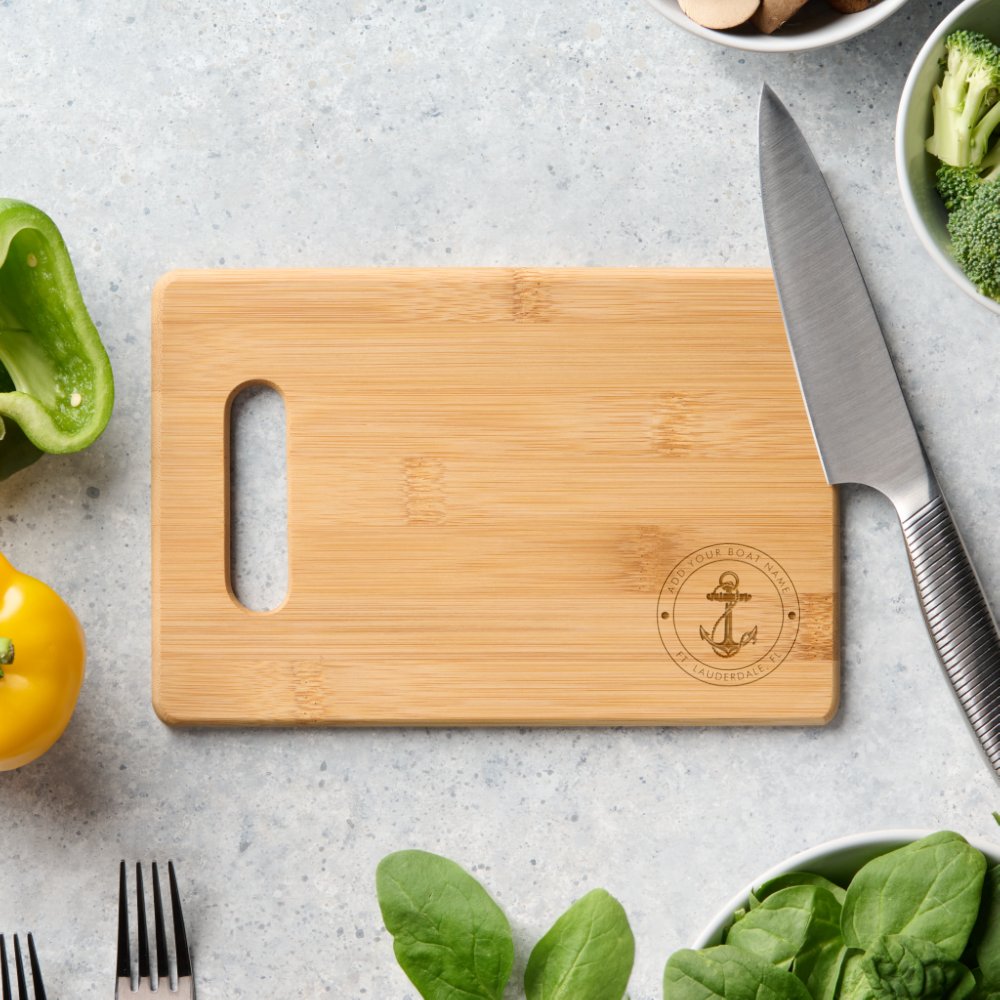 Nautical Anchor Boat Name Custom Engraved Cutting Board