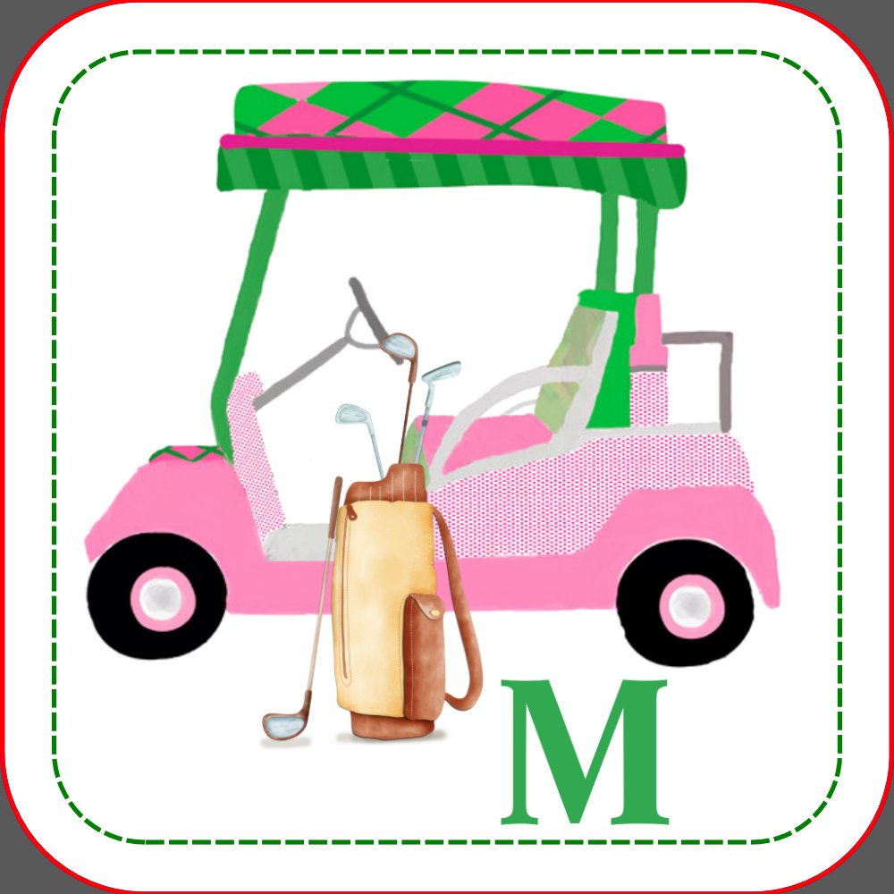 Unique Charming Golf Cart with Clubs Monogram Bluetooth Speaker