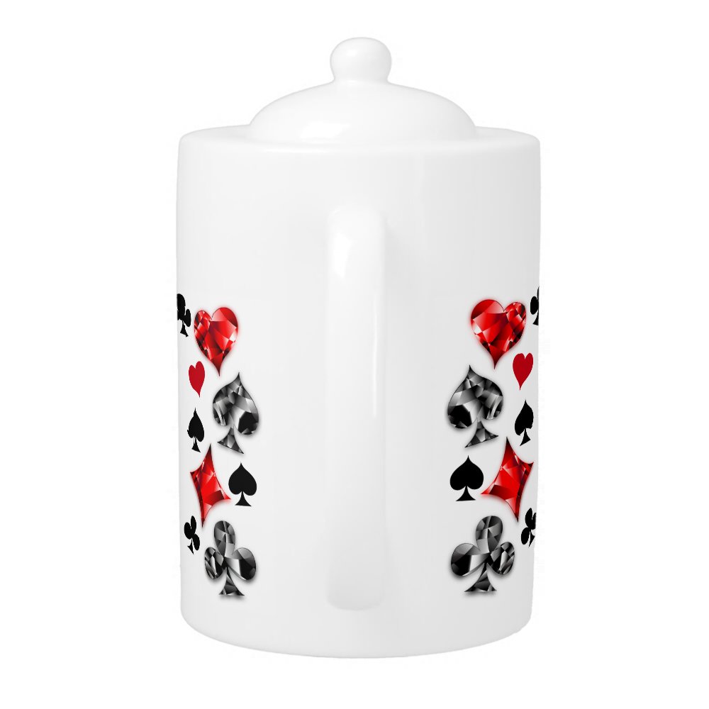 Poker Player Gambler Playing Card Suits Las Vegas Teapot