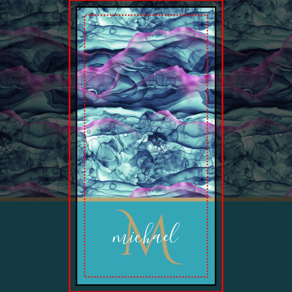 Turquoise Teal  Marble Agate & Monogram Bath Towel Set