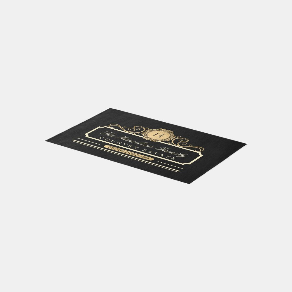 Elegant Family Home Gold Black Rug