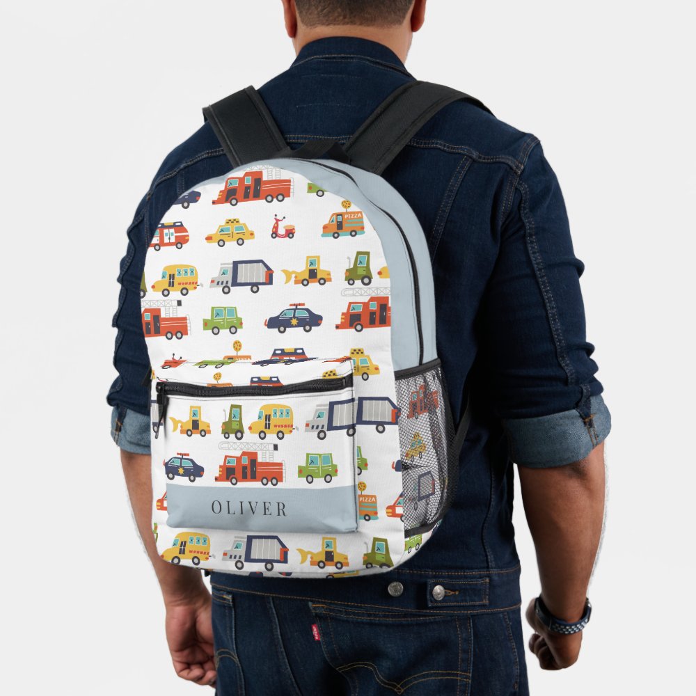 Transportation City Cars & Trucks Boy Printed Backpack