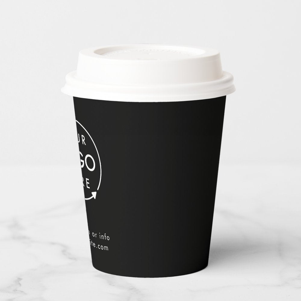 Paper Cups | Business Logo Branded Modern Black