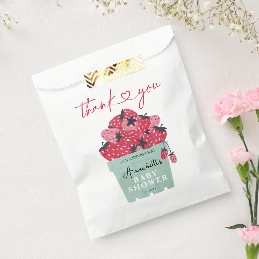 Berry Sweet Baby Shower Favor Bag Strawberry