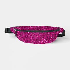Hot pink sparkles faux glitter fanny pack