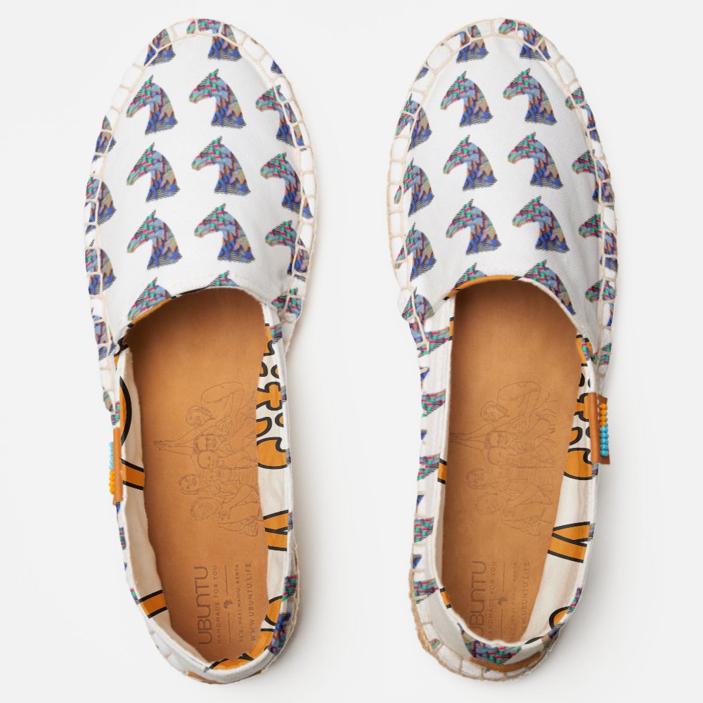 Blue Horse Head Canvas Slip On Shoes