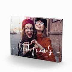 best friends modern script keepsake photo block