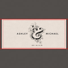 Botanical Ampersand Newlywed Names Est. Date Pillar Candle
