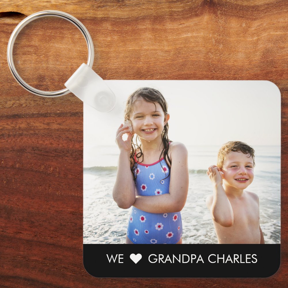 Simple Caption Personalized Photo Keychain