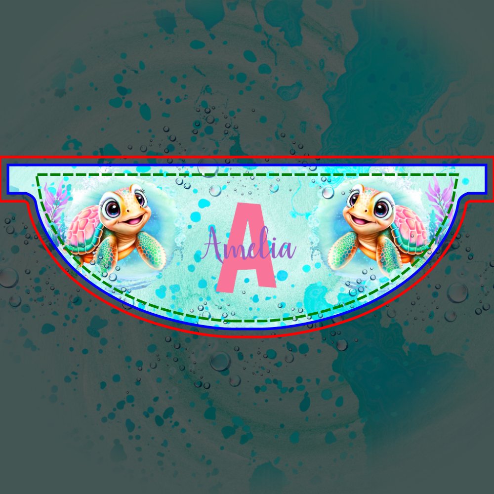 Cute Happy Turtle Girl Ocean Turquoise Name Fanny Pack