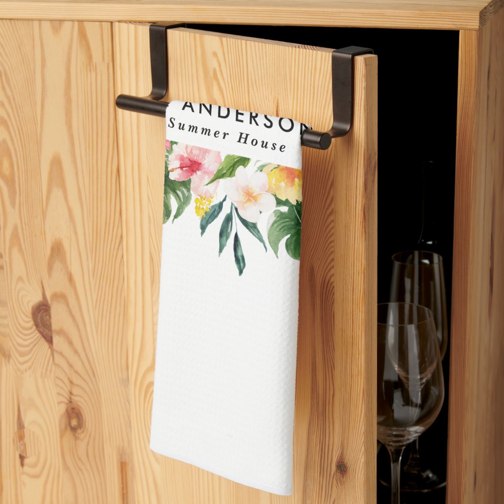 Tropical botanical floral summer vacation  kitchen towel