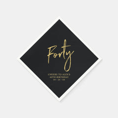 Cheers Forty | Modern Black 40th Birthday Party Napkins