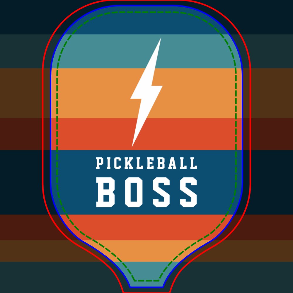 Pickleball Boss Lightning Bolt Retro Stripes Name  Paddle
