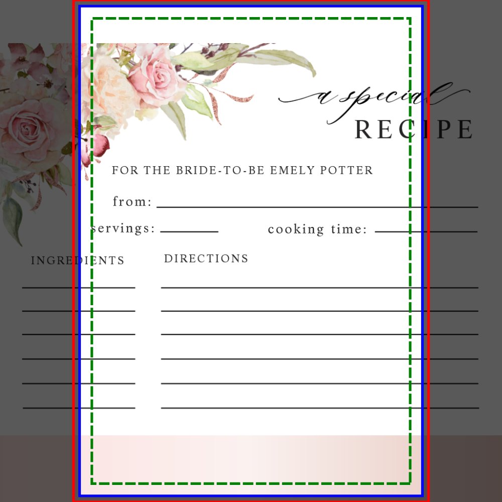 Pink, Rose Gold Floral Bridal Shower Recipe Card