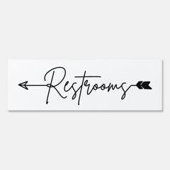 Restrooms direction sign, party arrow sign