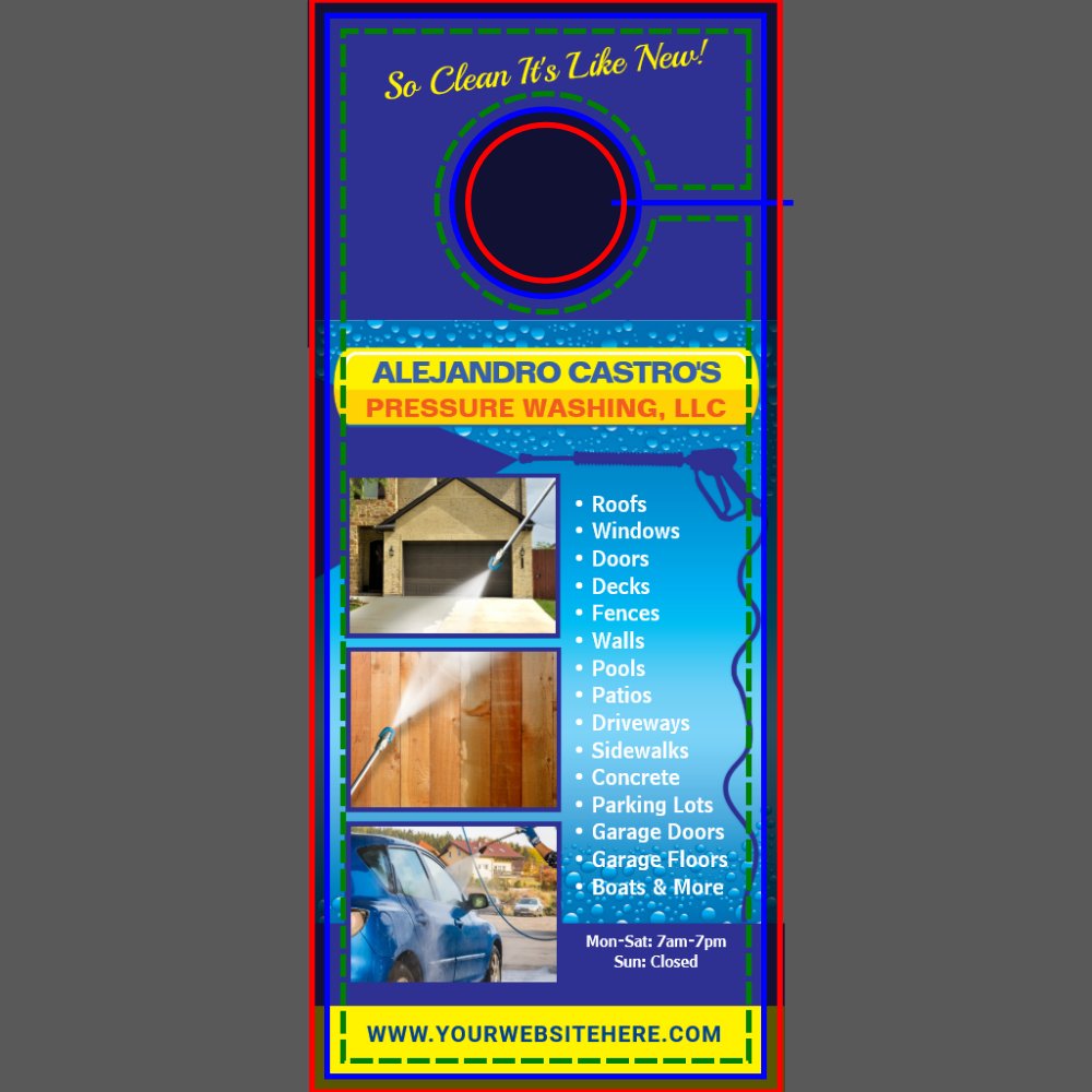 Pressure Power Washing Template Door Hanger