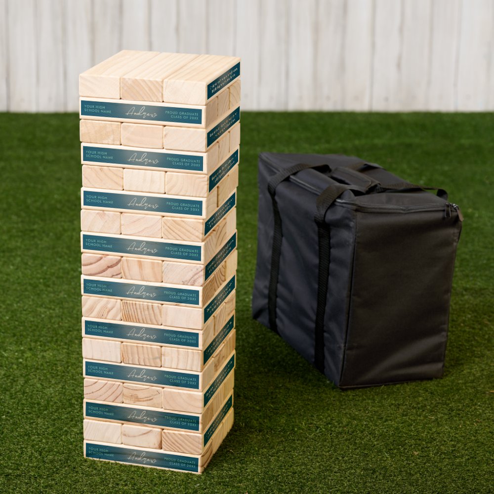 Inspirational Modern Stylish Blue Graduation Party Topple Tower