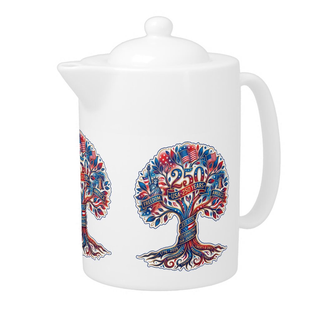 Patriotic Tree for America's 250th anniversary Teapot