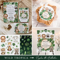 Trendy Greenery Jungle Safari Animals Baby Shower Guest Book