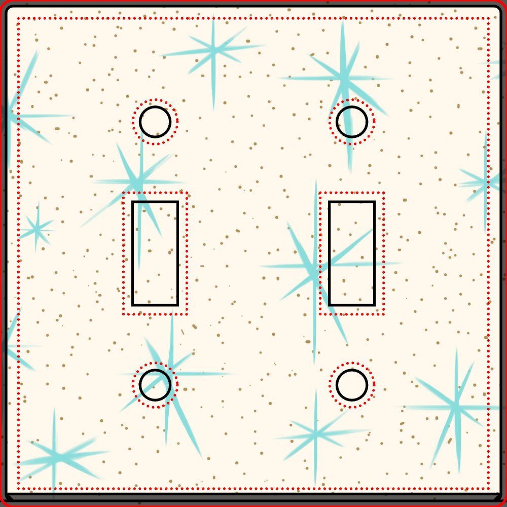 Space Age Turquoise Starbursts Light Switch Cover
