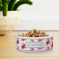Personalized Nautical Crab Pattern Pet Bowl