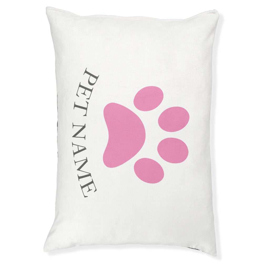 Simple Pink Pet Paw with Name Bed