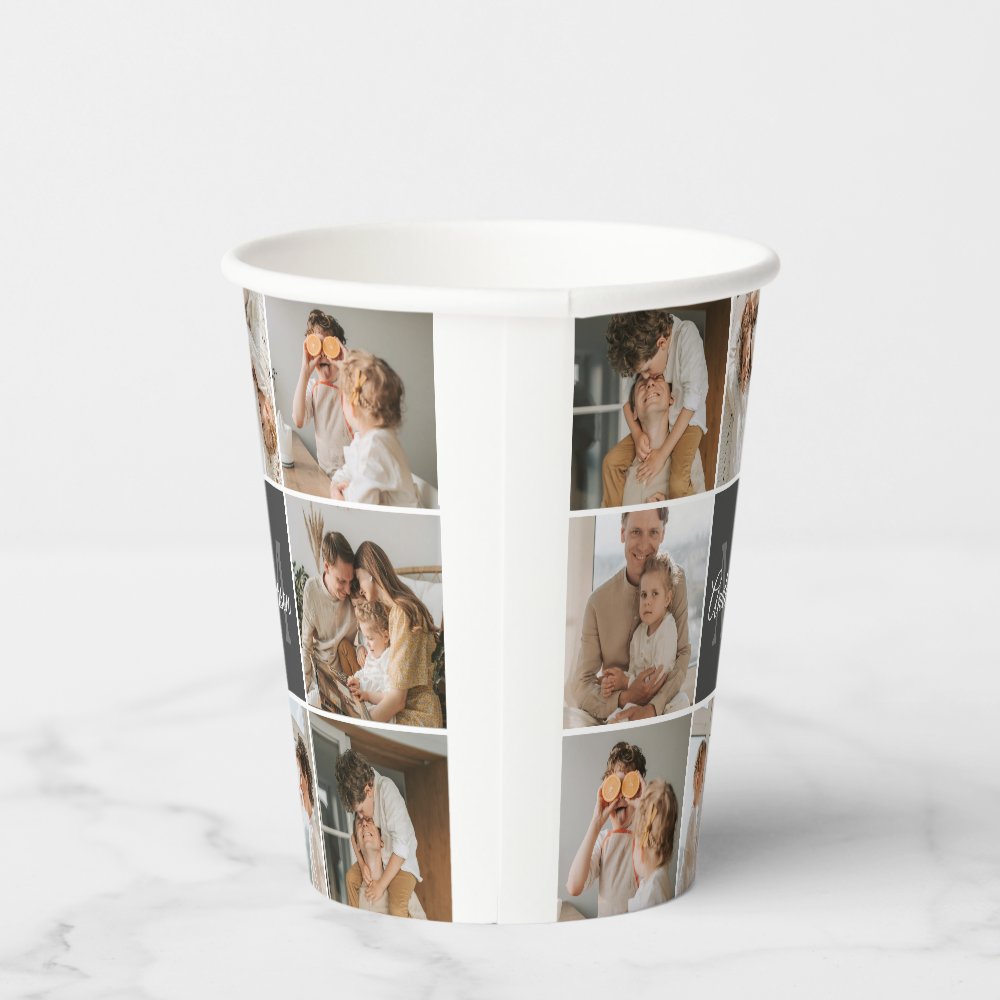 Modern Family Collage Photo & Personalized Gift Paper Cups