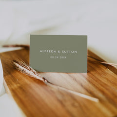 Elegant modern sage green wedding guest place card