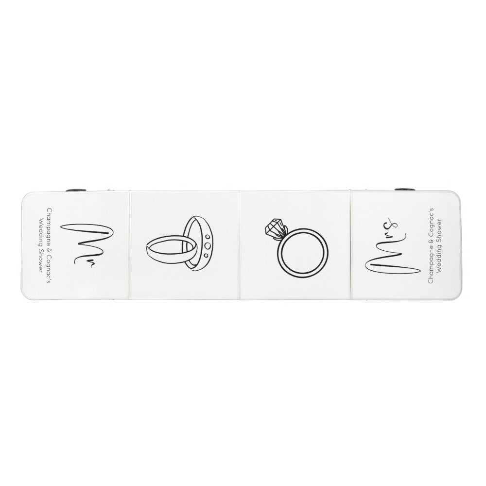 Modern Script Wedding Shower Mr & Mrs Beer Pong Table