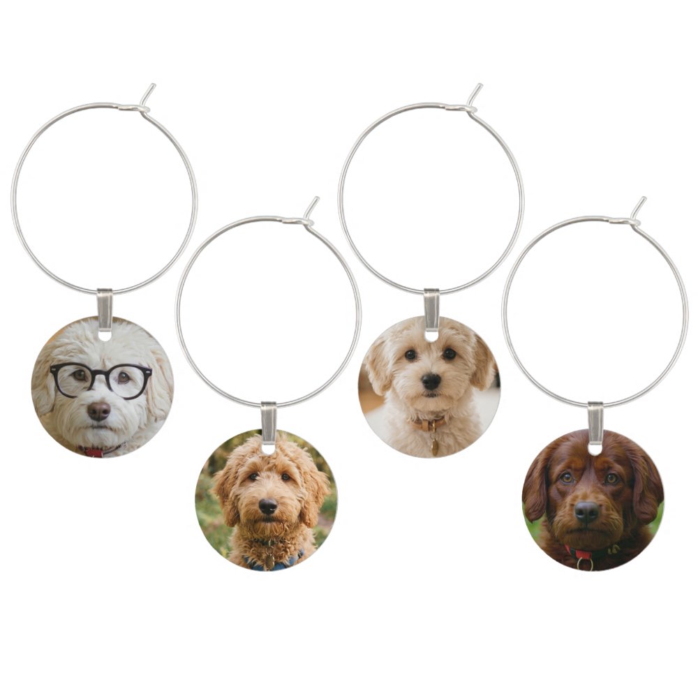 Personalized Photo Collage 4 Photos Wine Charm