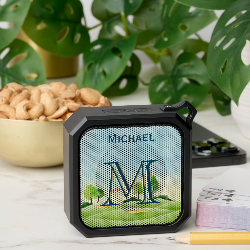Custom Monogram Name Scenic Golf Course Bluetooth Speaker