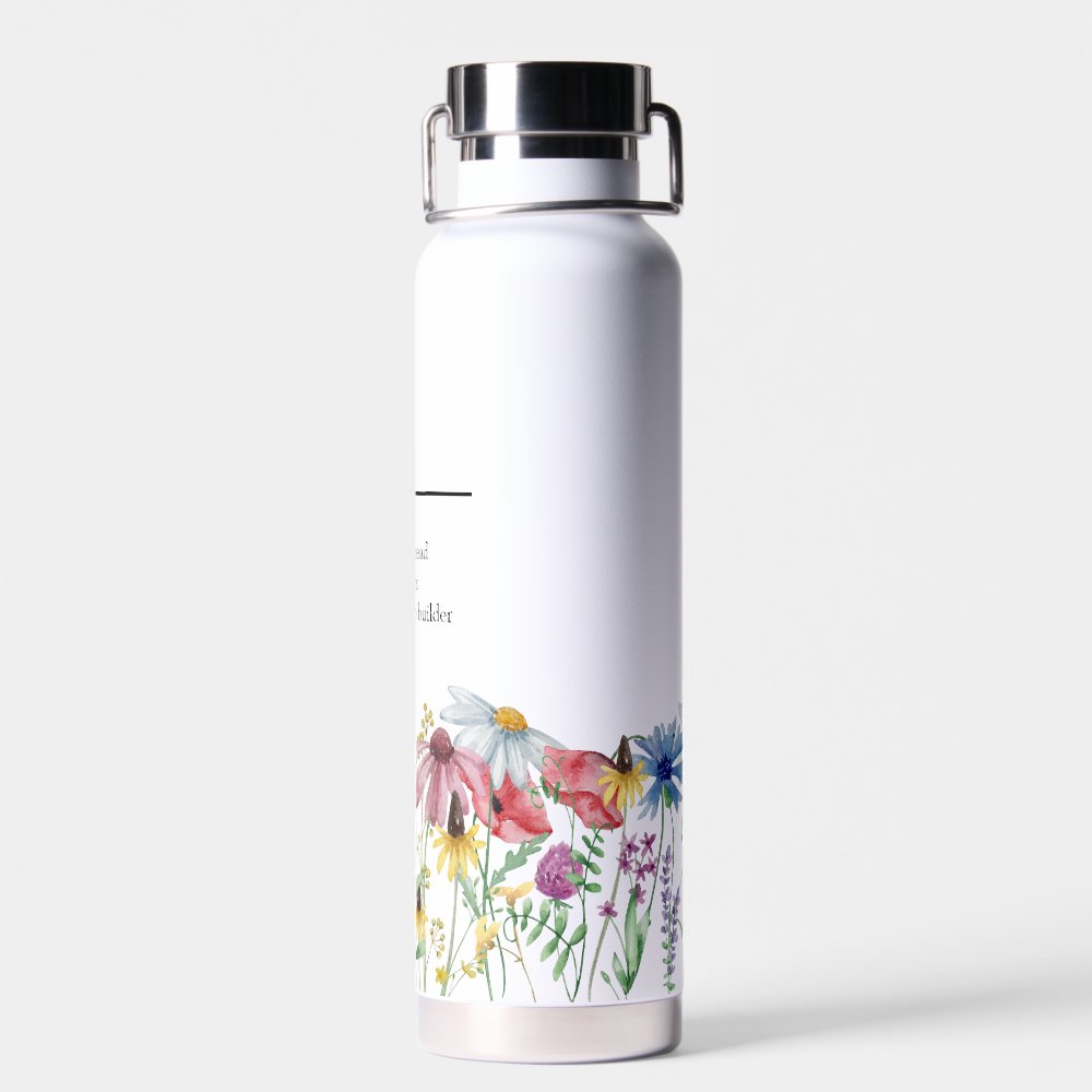 Name Definition with Modern Wildflower Border Water Bottle