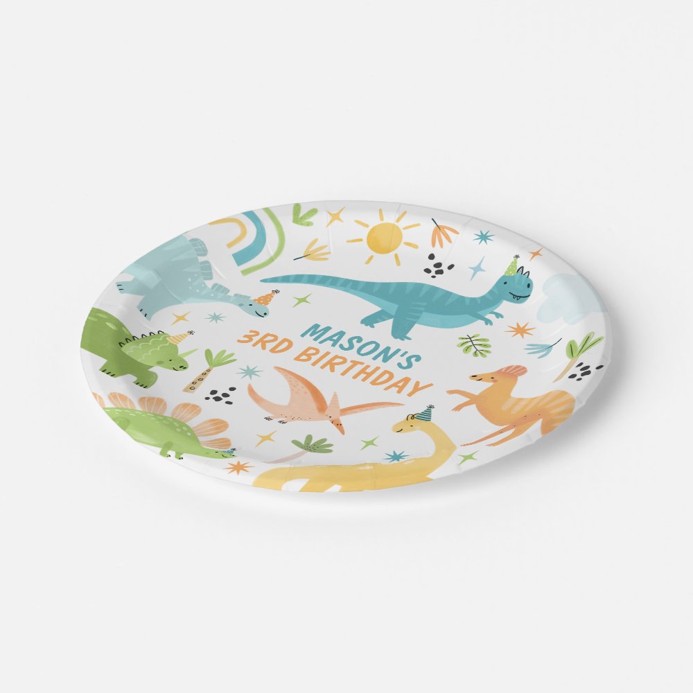 Blue Dinosaur Birthday Party  Paper Plates