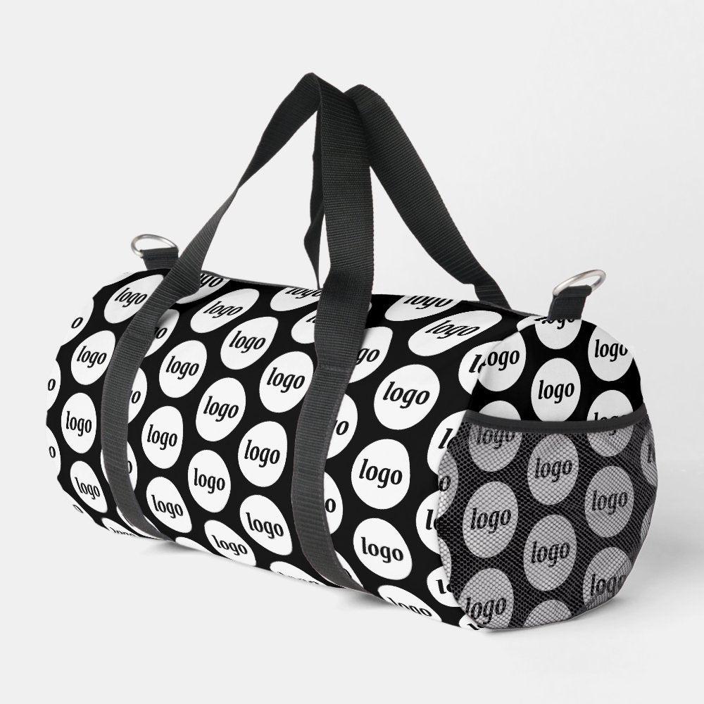 Logo Pattern Promotional Business Black Duffle Bag