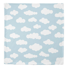Pastel Clouds Aesthetic Baby Blue And White  Duvet Cover