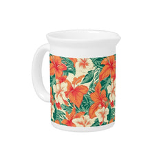 Hawaiian vibe tropical flowers pattern beverage pitcher