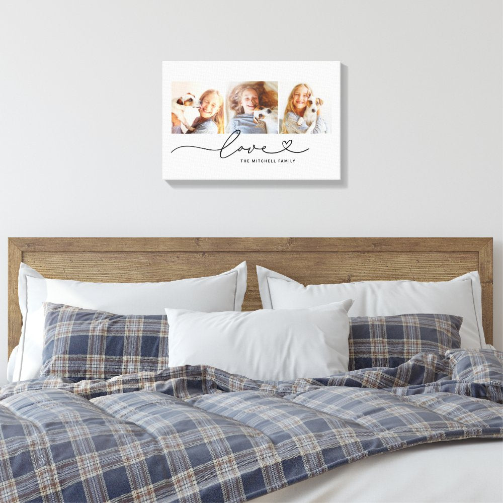 Love Heart Script Family Photo Collage Canvas Print