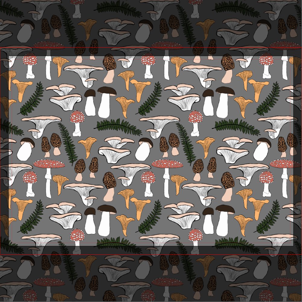 Fun Fungi Mushroom Fern Pattern Kitchen Towel