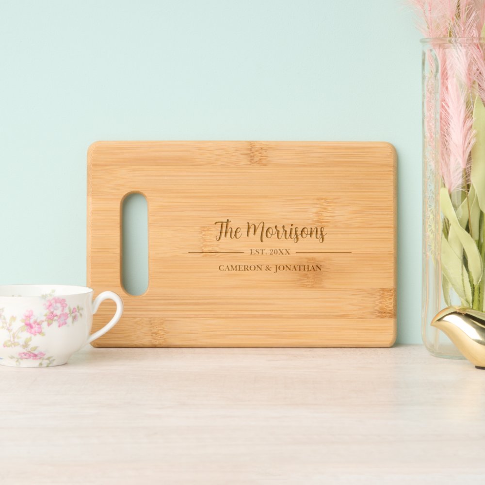 Simple Script Calligraphy, Personalized Names Engraved Cutting Board