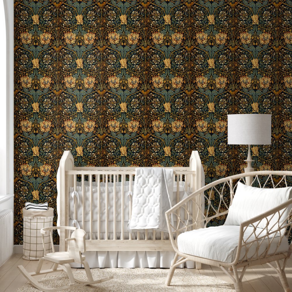 William Morris Honeysuckle Pattern Wallpaper