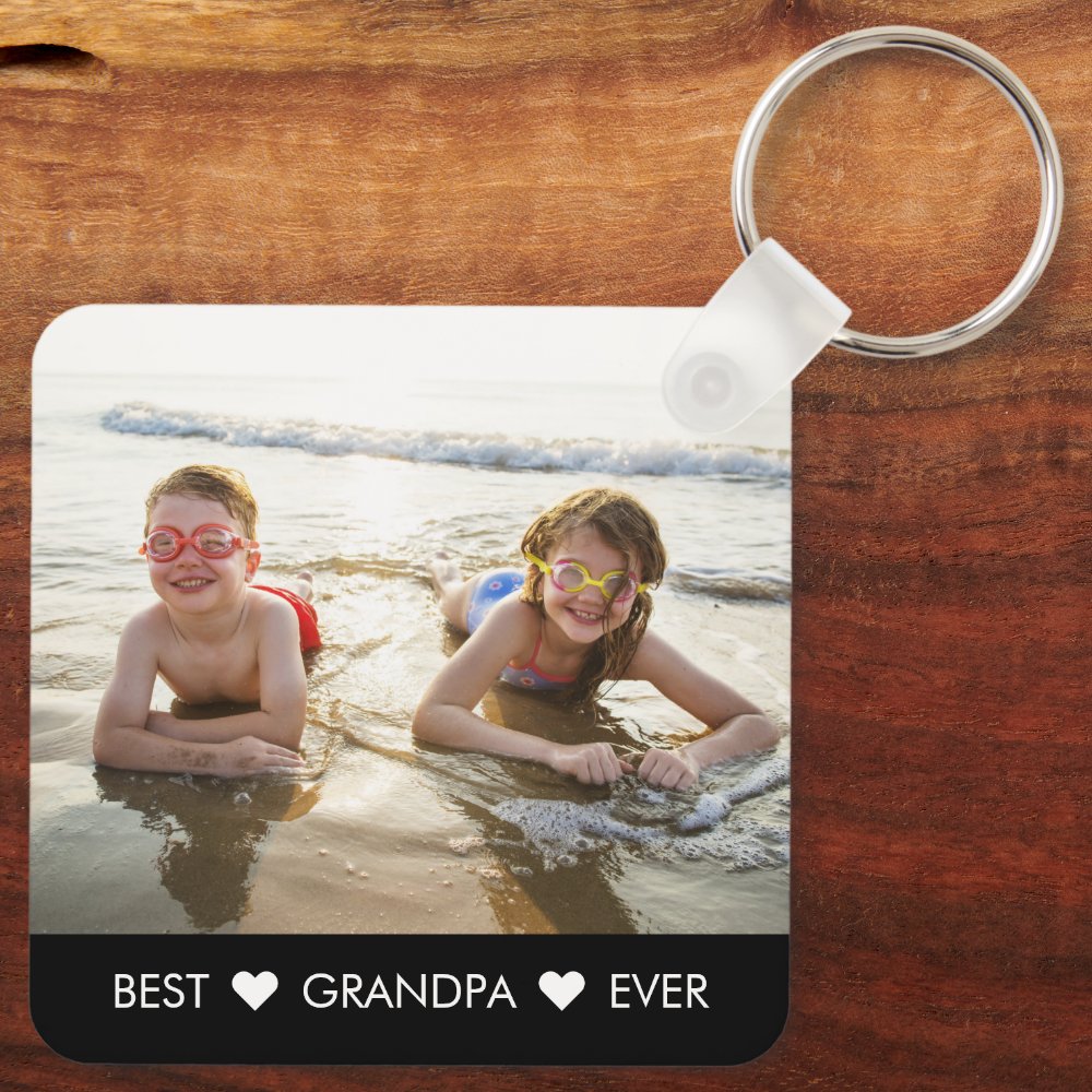 Simple Caption Personalized Photo Keychain
