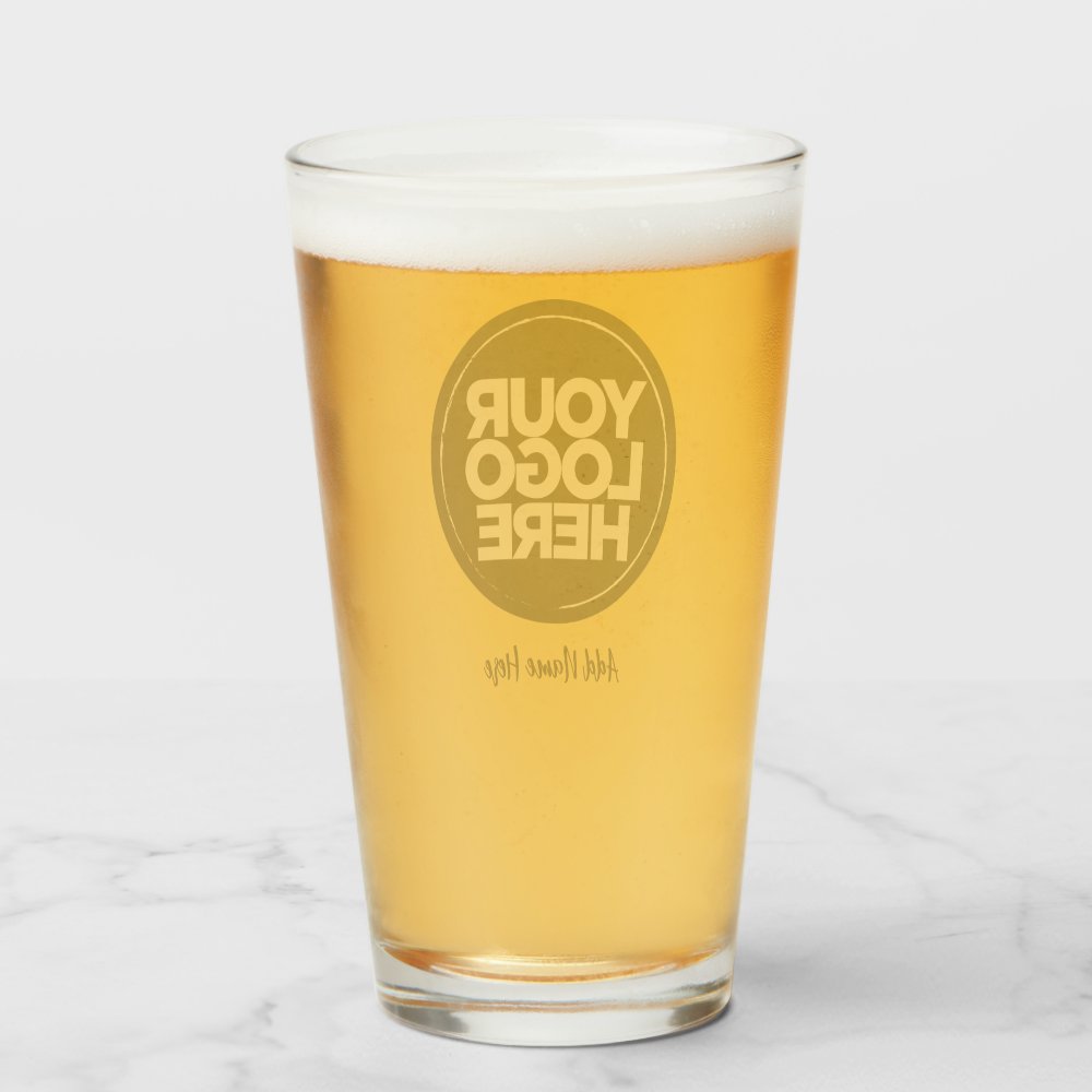 Personalized Logo, Casual Script text Beer Glasses