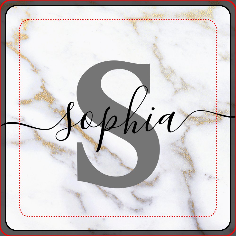 Custom Personalized Monogram Script Name Initial Stone Coaster