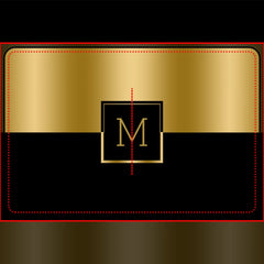 Gold & Black Geometric Design Monogram Bath Mat