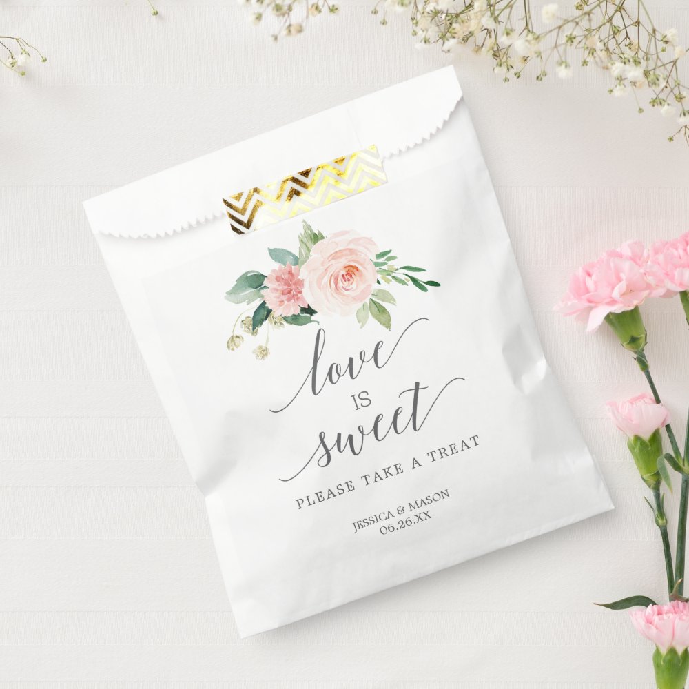 Wedding Favor Bag Love is Sweet Blushing Blooms
