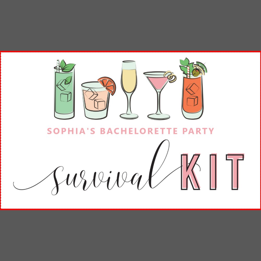 Cocktail Bachelorette Survival Kit Favor Box