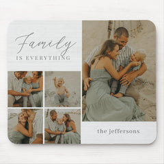 Family Collage Rustic Modern Personalized Mousepad
