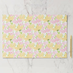 Yellow Pink Floral Paper Placemats, Garden Flowers Pad