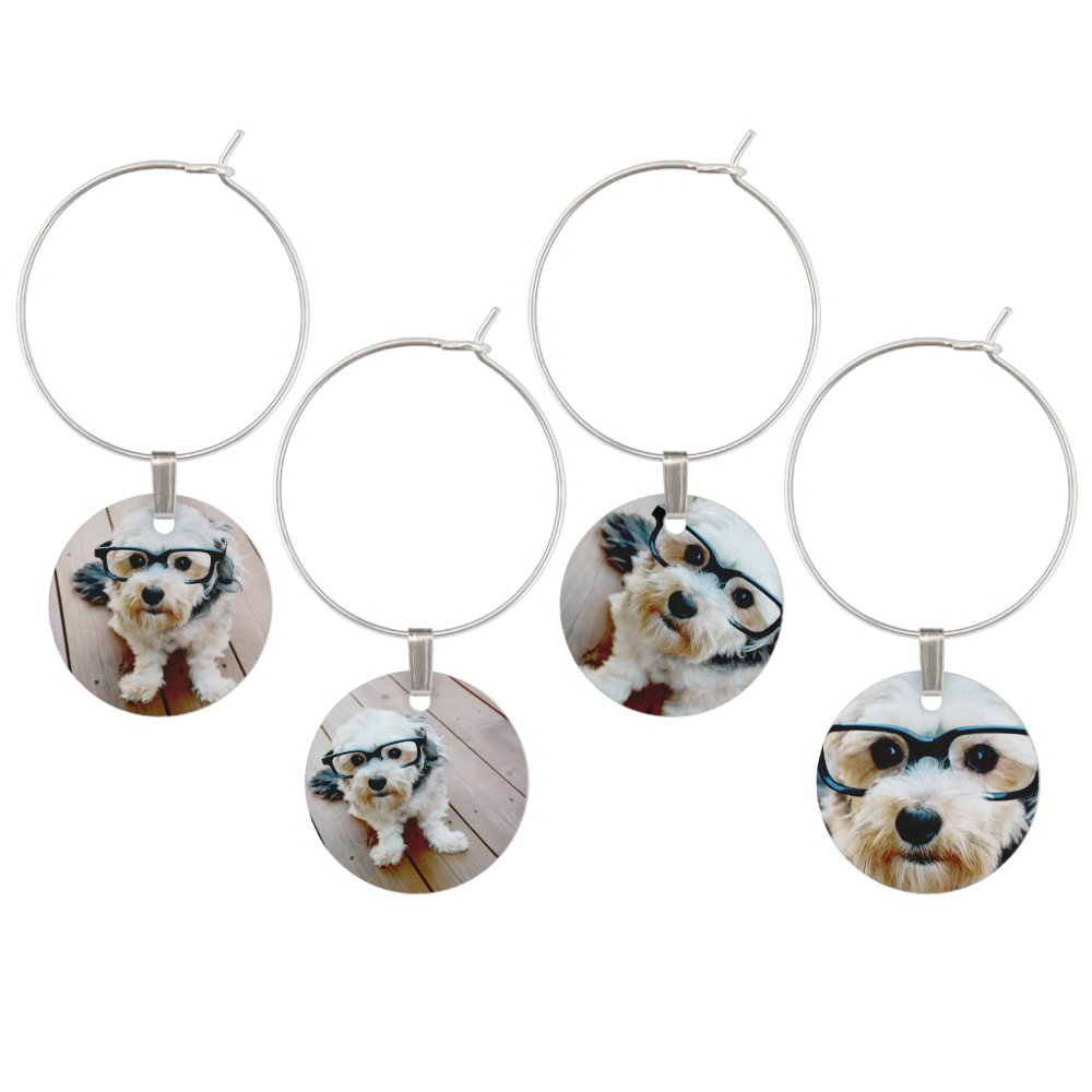 Create Your Own Collage with 4 Photos Wine Charm