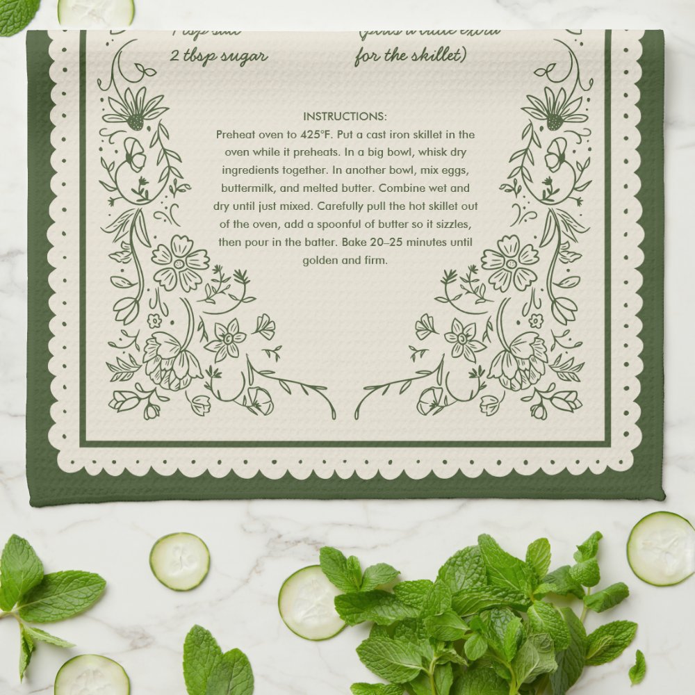 Custom Family Recipe Kitchen Towel Keepsake